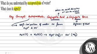 What do you understand by autoprotolysis of water What does it sig [upl. by Arrak87]