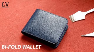 Making A Leather Bifold Wallet By Hand  Leather Craft ASMR  LV Handmade [upl. by Casilde]