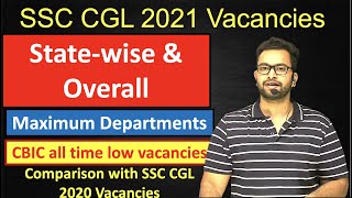 SSC CGL 2021 Statewise amp Overall vacancies Maximum departments CBIC Lowest vacancies this time [upl. by Bloomer]