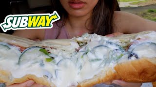 ASMR EATING SUBWAY TUNA SANDWICH amp CHIPS REAL SOUND 먹방 NO TALKING TWILIGHT SHOW [upl. by Carrew]