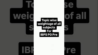 Topic wise weightage of IBPS PO PRE banking ibpspo sbipo sbiclerk [upl. by Llewon]