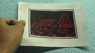 How to Draw a Scenery with SGRAFFITO Technique on Paper  Scratch Art Tutorial [upl. by Lumbard]