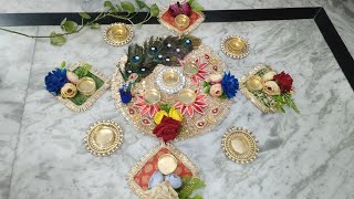 designer tea light candle holders Rangoli making at home Lastest design floor Rangoli for Diwali 🪔🪔 [upl. by Afira]