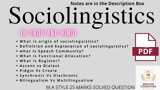 Sociolinguistics Register Pidgin VS Creole Bilingual VS Multilinguil Synchronic Vs Diachronic [upl. by Arron139]