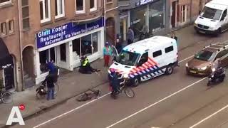 Palestinian Yelling ‘Allahu Akbar’ Smashes Jewish Restaurant’s Windows in Amsterdam [upl. by Narba]