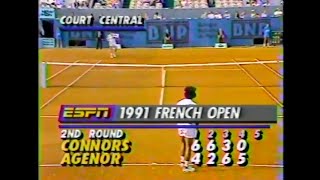 Ronald Agenor vs Jimmy Connors  46 26 63 60 46 French Open 1991 [upl. by Eenhat]