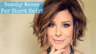 BEACH WAVES FOR SHORT HAIR TUTORIAL  How to curl your hair with a flat iron  Dominique Sachse [upl. by Lleinnad]