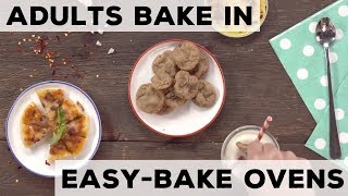 When Adults Bake in Easy Bake Ovens  Food Network [upl. by Tacita]