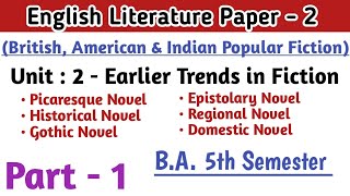 BA 5th semester English literature paper 2 unit 2 notes Earlier Trends in Fiction part 1 notes [upl. by Nutter]