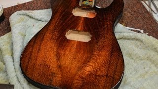 Orange Blackburst on a Lacewood Guitar Top Luthier Bursting a project [upl. by Friedman]