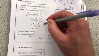 Maths GCSE Higher Paper 2 Exam Q20 surds [upl. by Alahcim]