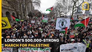 LONDON’S 500000STRONG MARCH FOR PALESTINE [upl. by Nobell493]