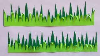 An Easy Paper Grass Border Design For Bulletin Board  Right Method To Cut Grass For Bulletin Board [upl. by Nyllij]