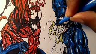 Drawing Venom vs carnage Marvel comics [upl. by Hgielra]