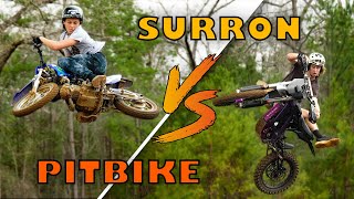 Surron VS Pitbike Battle  Huge Backyard Jumps  Haiden And Duffe Are Back [upl. by Priscella]