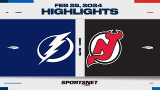 NHL Highlights  Lightning vs Devils  February 25 2024 [upl. by Ojybbob]