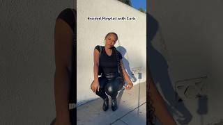 braided ponytail with curls 🌀🖤 naturalhair hairstyle hairtutorial [upl. by Vidovik]