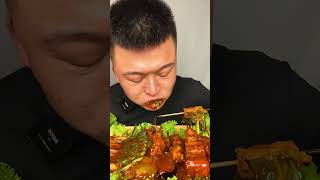 Asmr Chinese Food Mukbang Fried Skewers With Soy Sauce 목소리도 좋고 진짜같아 [upl. by Pudendas]