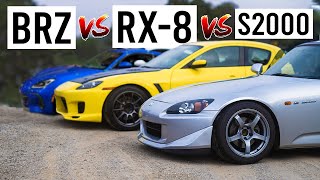 Best Budget JDM Sports Car  Subaru BRZ vs Honda S2000 vs Mazda RX8 [upl. by Schoenfelder]