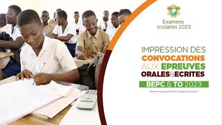 Examens Scolaires BEPC 2023  Imprimer Vos Convocations Aux Epreuves Orales Et Ecrites [upl. by Appilihp]