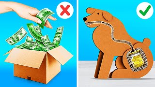 CARDBOARD GENIUS CRAFTS 📦 Coolest Hacks and DIY Ideas You Wont Believe by 123GO [upl. by Agna]