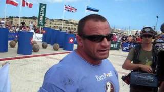 Mariusz Pudzianowski  Strong Man World Champion Competition Malta 2009 ESPN Interview [upl. by Reddy178]