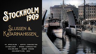 Stockholm 1909 Slussen amp Katarinahissen  Remastered 4K 60fps [upl. by Nauqed]