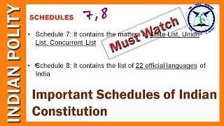 Schedules of Indian Constitution  SSC CGL  Indian Polity by TVA [upl. by Yrrehs]