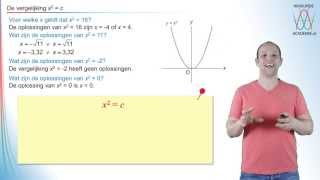 Kwadratische vergelijkingen  de vergelijking x2  c  WiskundeAcademie [upl. by Braasch203]