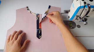 Best easy method Placket cutting and stitching neck design [upl. by Llenoil673]