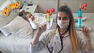 DOKTOR İĞNE YAPIYOR 💉 İĞNE VURMA injection fear crying  Gizli gizli dondurma yedi  Hasta Oldu 😱 [upl. by Eerat]