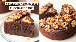 NO SUGAR NO EGG NO MAIDA CHOCOLATE CAKE  EGGLESS ATTA CHOCOLATE CAKE [upl. by Bear453]