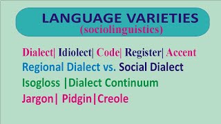 Language varieties Language Variations in Sociolinguistics Dialect Accent Idiolect Regional Dia [upl. by Osbourne]