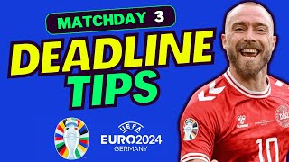 LIMITLESS ACTIVATED  EURO 2024 FANTASY MD3 FINAL DEADLINE TIPS  FANTASY EURO 2024 TIPS [upl. by Anaicilef]