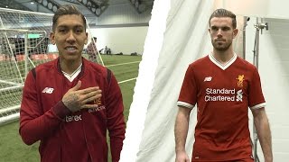 Behind the Scenes  Liverpool stars model the new 201718 home kit [upl. by Eiramanit]