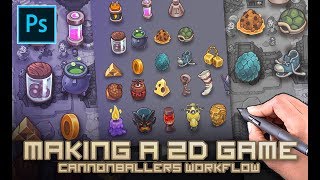 Making a 2D game  Cannonballers workflow in photoshop [upl. by Hisbe]