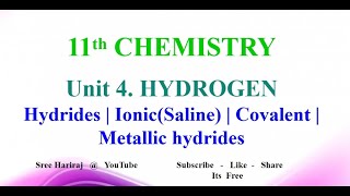 Hydrides  Ionic  Covalent  Metallic hydrides  in Tamil  11th Chemistry [upl. by Thema366]