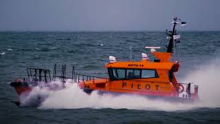 Baltic Workboats US 1500WP WavePiercing Pilot Boat in rough seas [upl. by Atnahc]