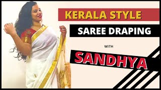 ONAM Special tissue saree drapecreative perfect saree draping malayalam newsaree draping 2024 [upl. by Seftton]