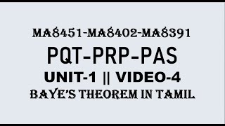 BAYES THEOREM FOR PROBABILITY  PQT  PRP PAS UNIT1  VIDEO4 [upl. by Airat598]