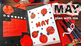 May plan with meLadybird 🐞🌿 themeBullet journalAymens Bujo bujo journaling [upl. by Launam]