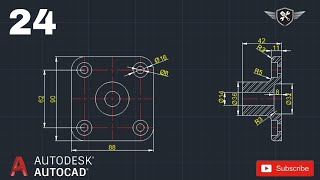 Autocad 2d Practice Drawing 24  AutoCAD tutorial for beginners akd autocad design [upl. by Abbie]