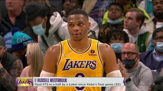 Russell Westbrook Scores Most Points In A Half By A Laker Since Kobe Bryant [upl. by Devol155]