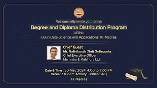 Live Degree and Diploma Distribution Program of the BS in Data Science and Applications IIT Madras [upl. by Ahtis351]