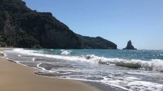 Corfu  Agios Gordios Beach side to side  4K [upl. by Nymzaj]