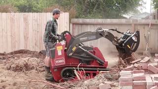 DINGO TX 1000 MINI TRACTOR  BACKYARD EXCAVATION  REMOVAL OF CEMENT amp TREE ROOTS   CALSCAPE [upl. by Anehsat260]