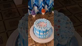 easy and quick cake decoration ideascake tutorial cake white blue cake designytshortsshortsyt [upl. by Lahsiv]