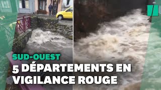 Le SudOuest encore frappé par des inondations 5 départements en vigilance rouge [upl. by Ceporah222]