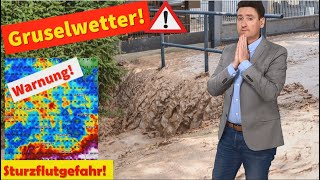 Unwetterwarnung Sturzfluten volle Keller Hagel Sturmböen Schwere Gewitter am Freitag Sintflut [upl. by Tallou]