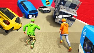 Dodge The CAR AVALANCHE In GTA 5 vs Kwebbelkop [upl. by Beret]